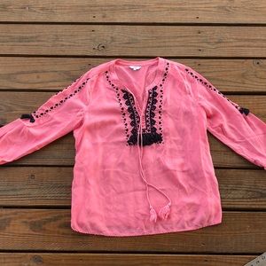 Crown & Ivy Pink and Blue Tassled Tunic-M